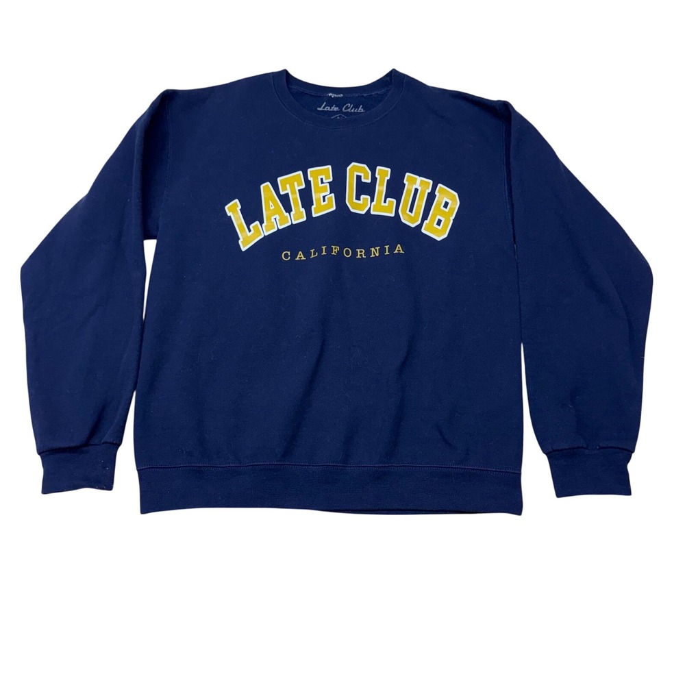 Late Club California Navy Blue Crewneck Sweatshirt Medium Collegiate Graphic